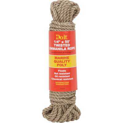 Do it Best 1/4 In. x 50 Ft. Natural Twisted Unmanila Polypropylene Packaged Rope